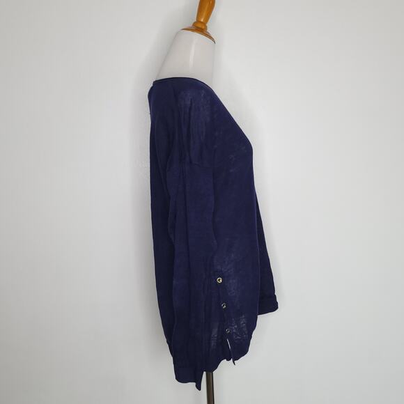 Lilly Pulitzer Liesel Sweater Linen Navy Lightweight Button Sides Women Small - Picture 3 of 13